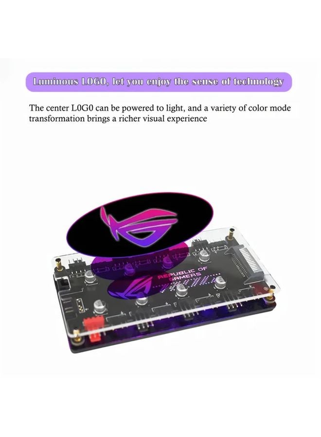 Black Dual 8 Port ARGB PWM Fan Hub with Magnetic Base SATA Power Optical Sync - Image 5